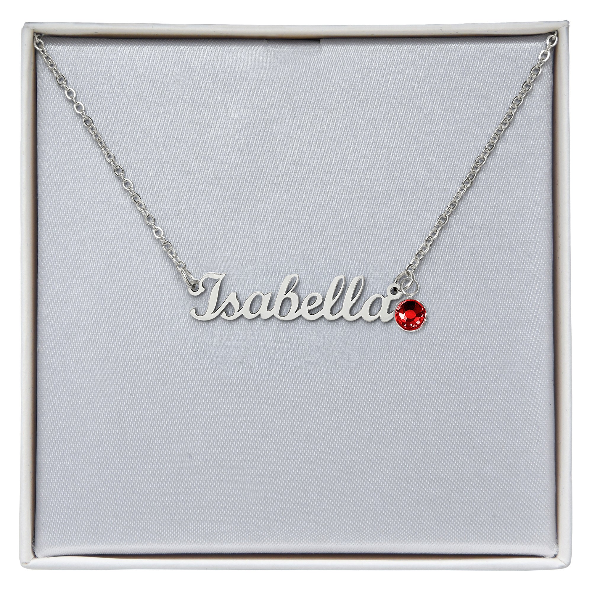 Custom Name Plate Pendant with Birthstone