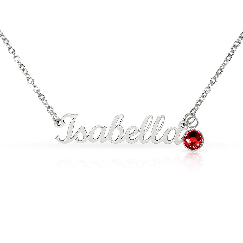 Custom Name Plate Pendant with Birthstone