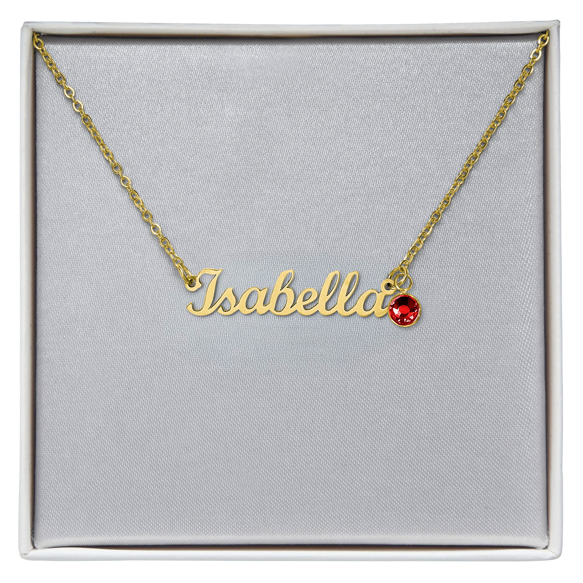 Custom Name Plate Pendant with Birthstone