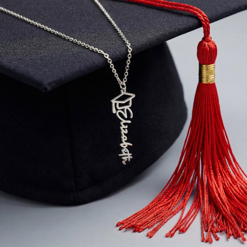 Graduation Cap Custom Name Necklace