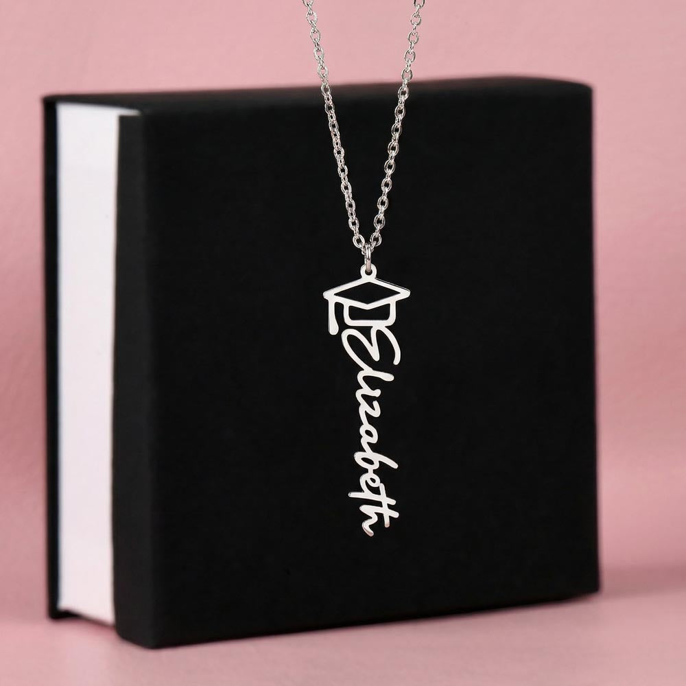 Graduation Cap Custom Name Necklace
