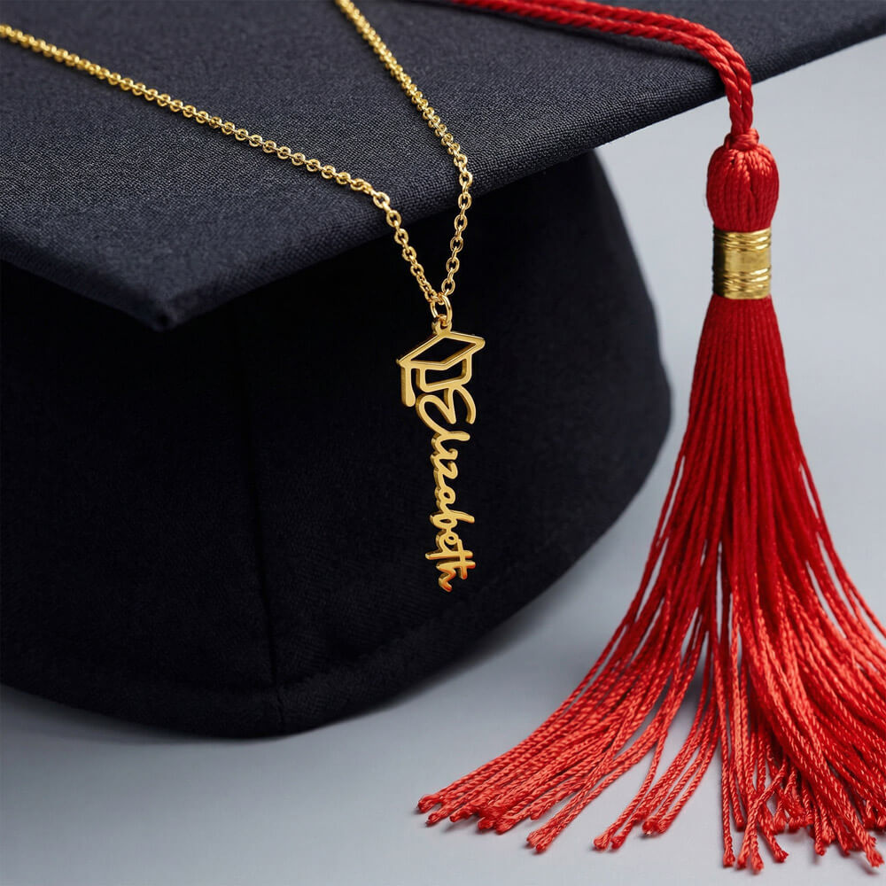 Graduation Cap Custom Name Necklace