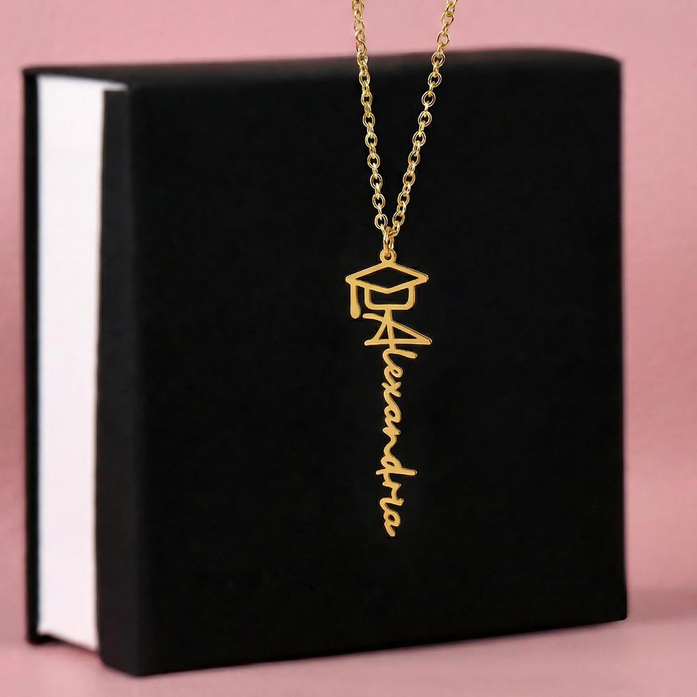 Graduation Cap Custom Name Necklace