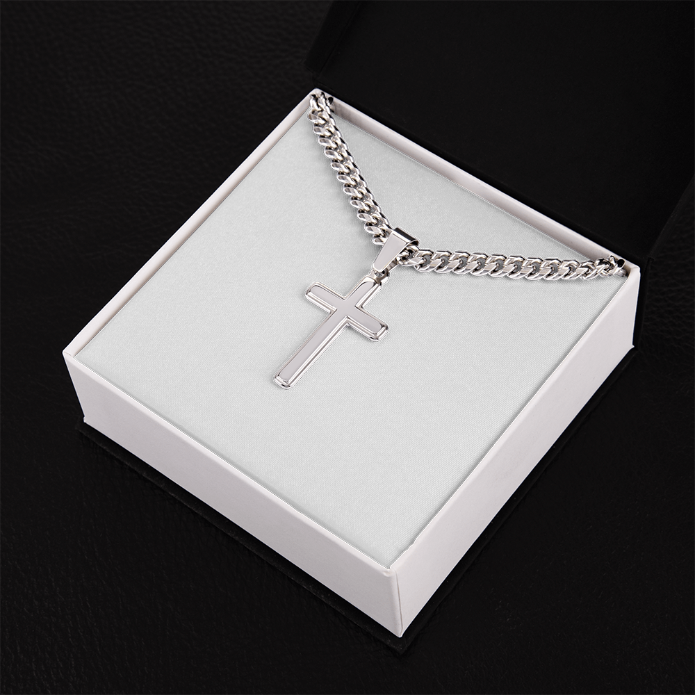 Engravable Cross with Cuban Chain
