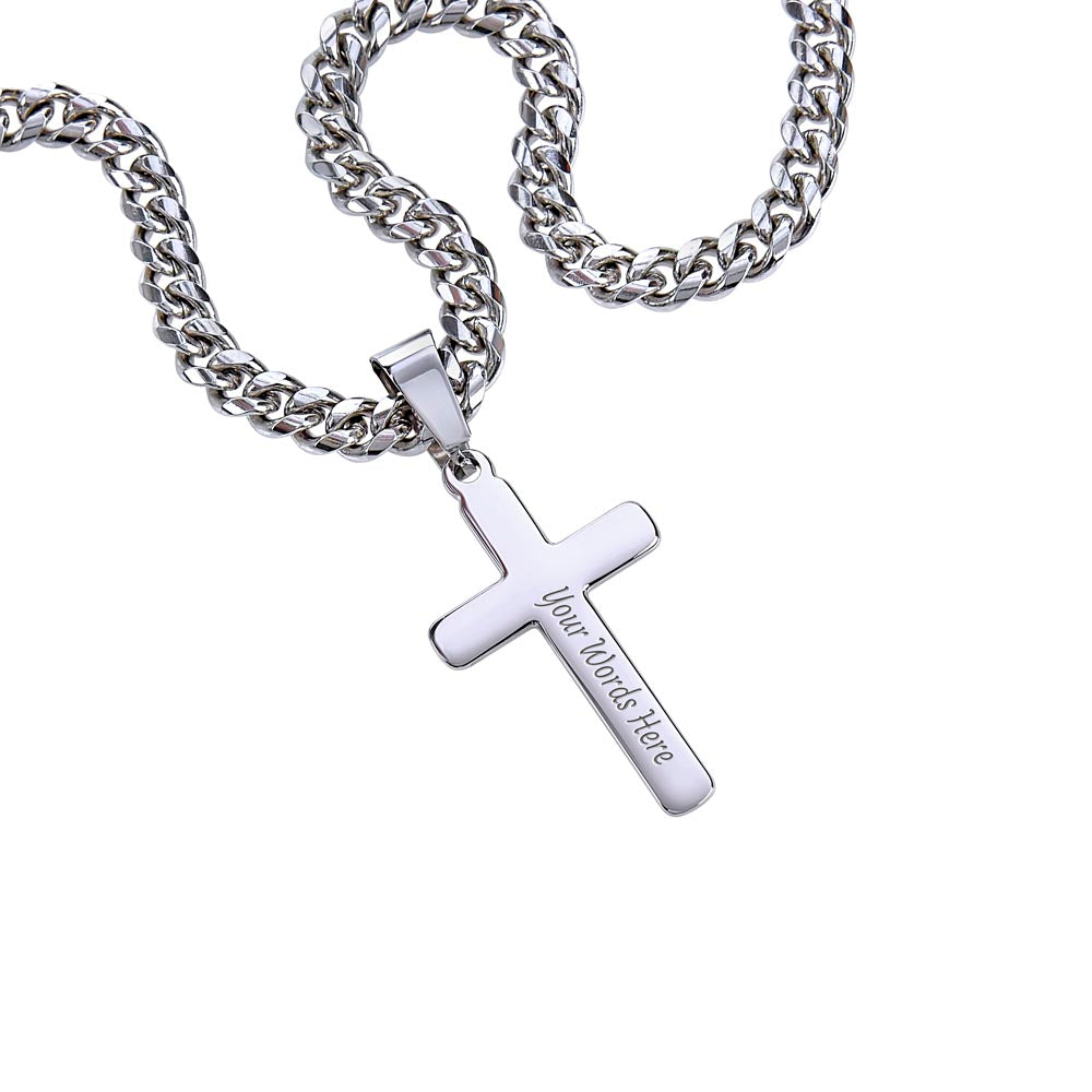 Engravable Cross with Cuban Chain