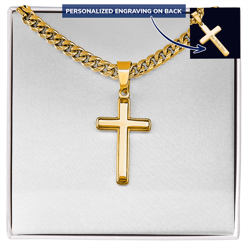 Engravable Cross with Cuban Chain